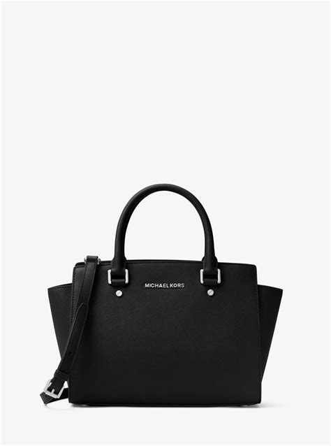 michael kors selma medium black and white|michael kors selma saffiano.